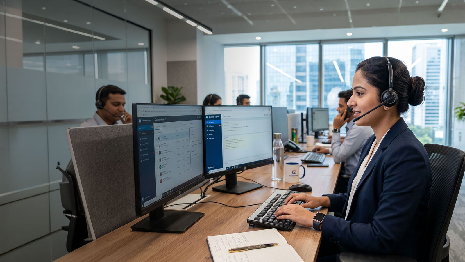 Telecaller professional on a call